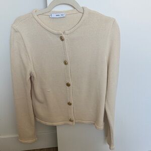 Mango Cream Button-Front Knit Cardigan size medium